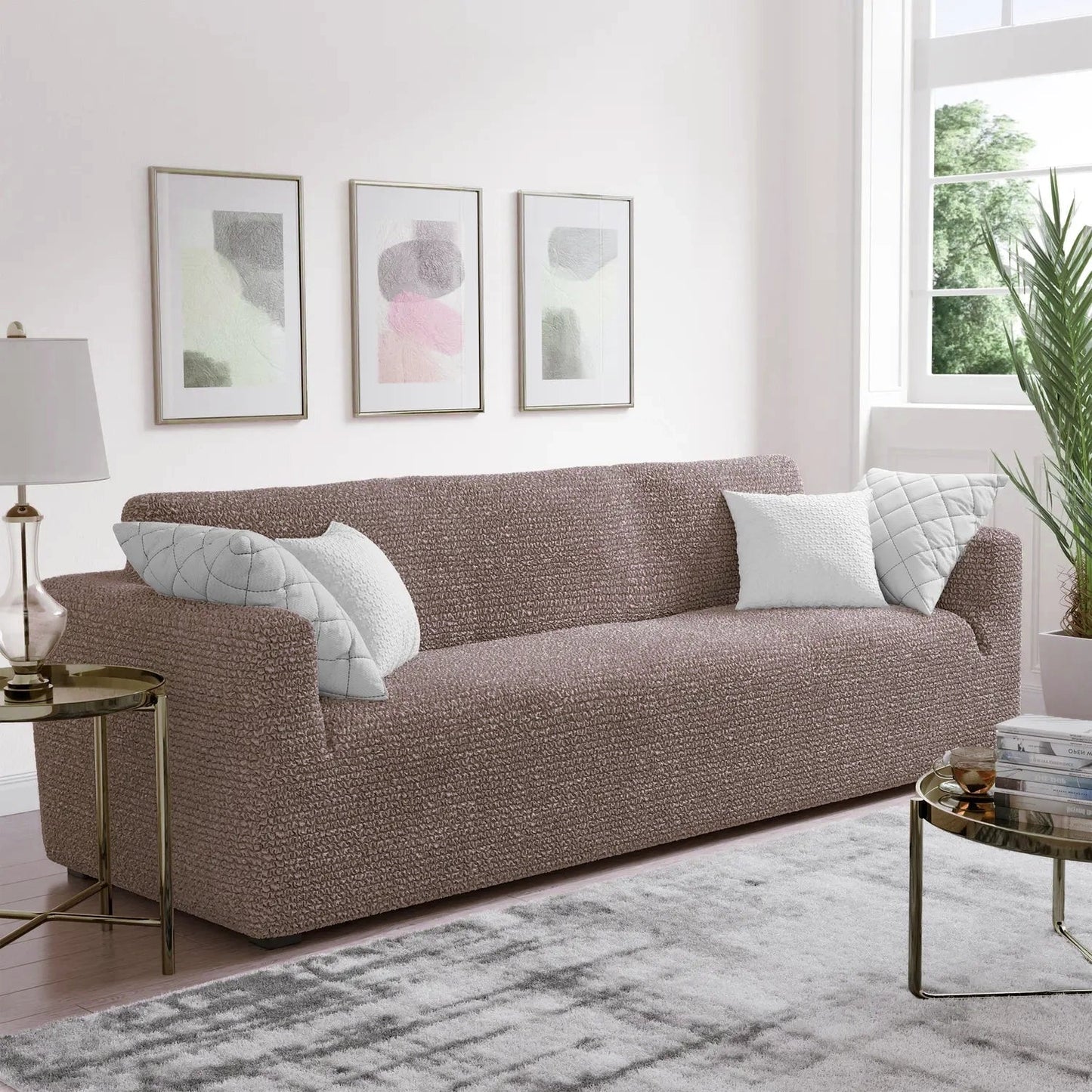 Bouncy Cappuccino Sofa Cover - Dustproof Water-Proof Streachable - Microfibra Collection